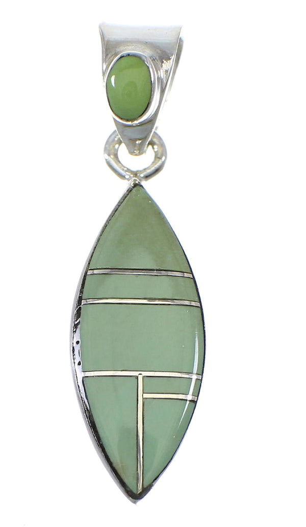 Turquoise Inlay Authentic Sterling Silver Pendant RX77149